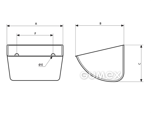 Koreček lisovaný SPS HDP, 100-90/5mm, A-110, B-100, C-67, E-9, F-50/2, objem vody 0,29dm3, PE (polyetylen)